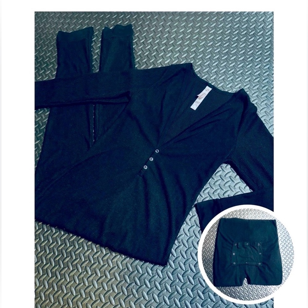 Leg Avenue Black Ribbed women’s pajama one piece